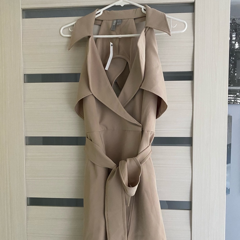 Cream trench dress with open back